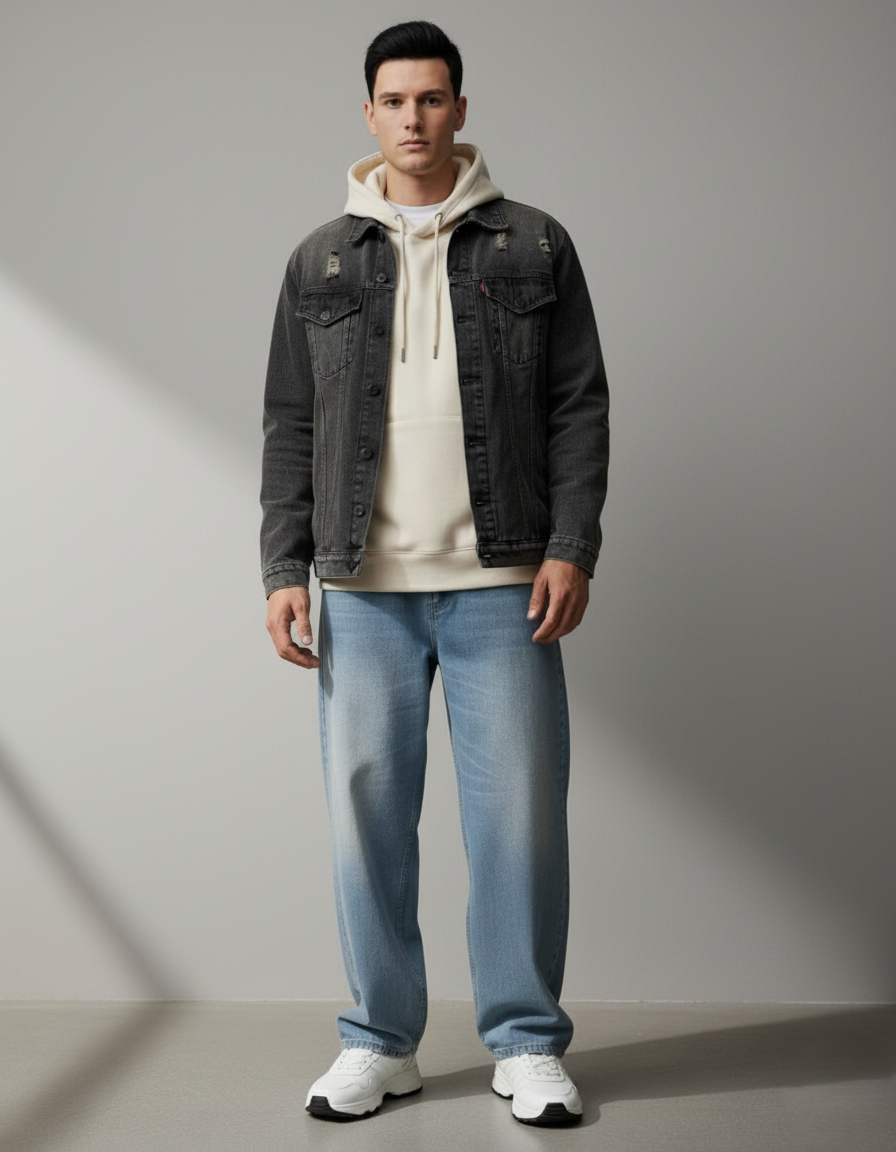 Men’s Light Blue Straight Fit Jeans – Light Wash Denim