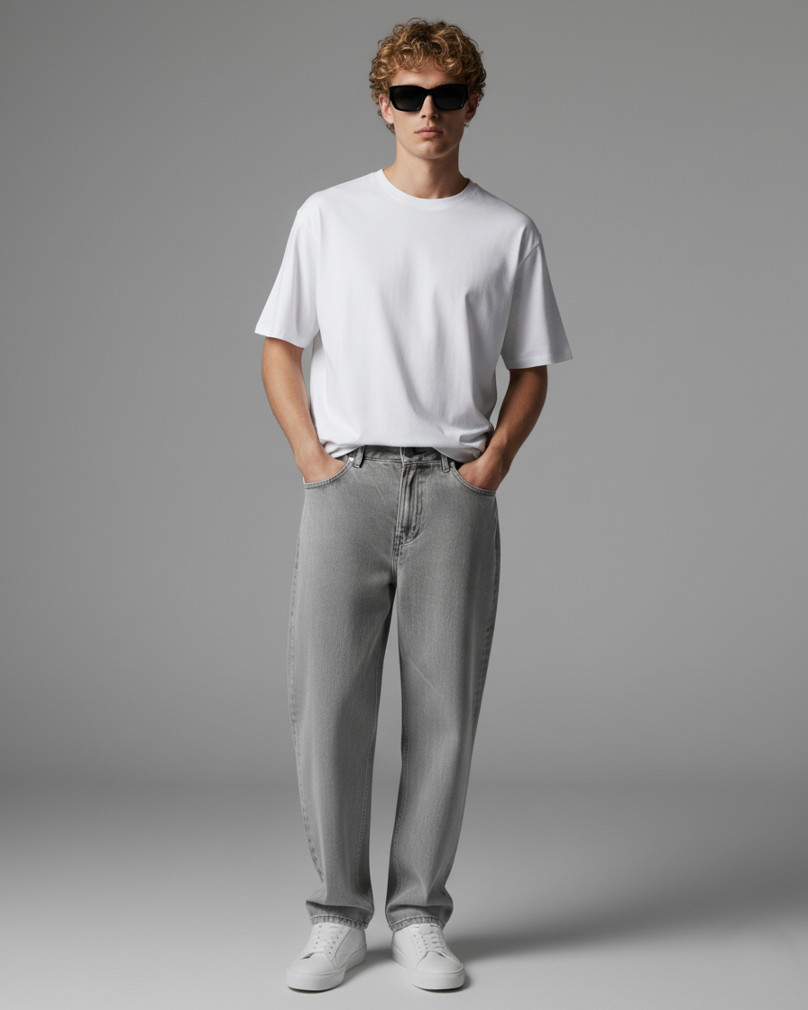 Men’s Grey Straight Fit Jeans – Ash Grey