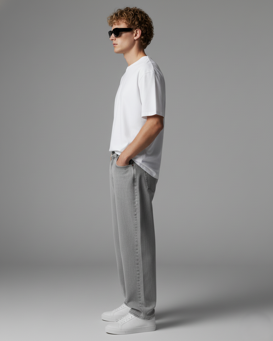 Men’s Grey Straight Fit Jeans – Ash Grey