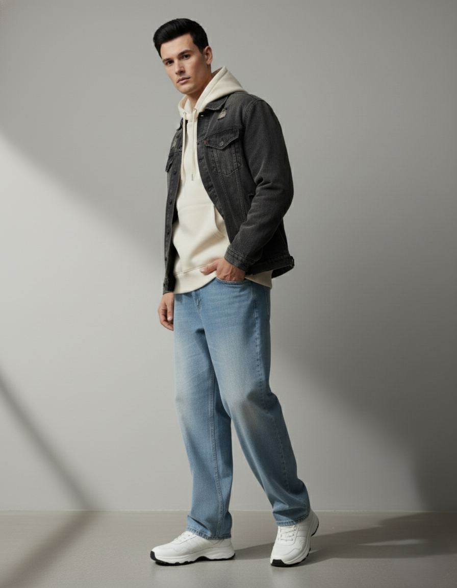 Men’s Light Blue Straight Fit Jeans – Light Wash Denim