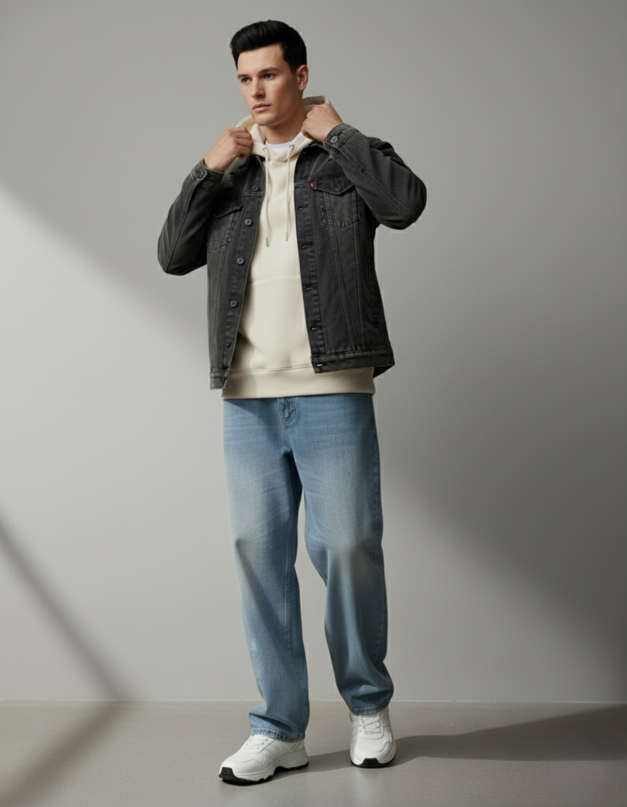 Men’s Light Blue Straight Fit Jeans – Light Wash Denim