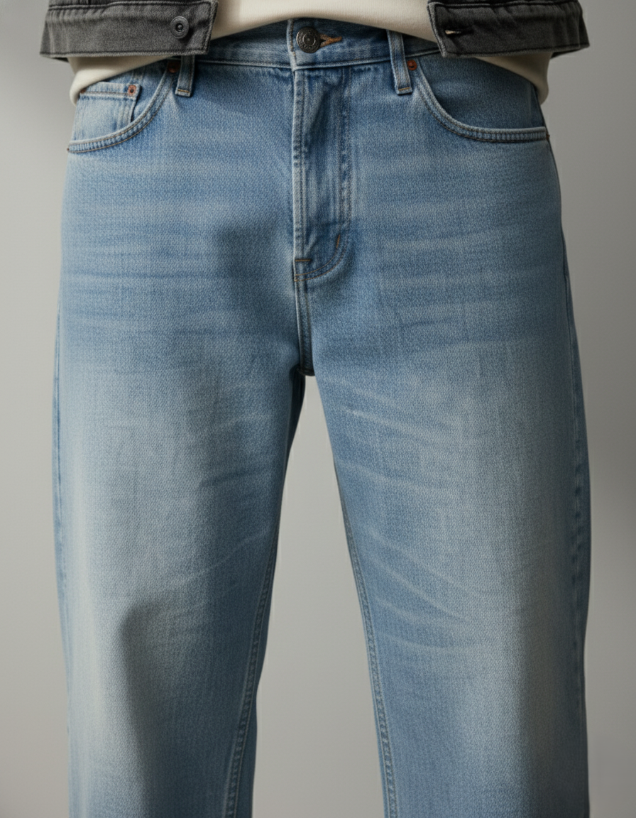 Men’s Light Blue Straight Fit Jeans – Light Wash Denim