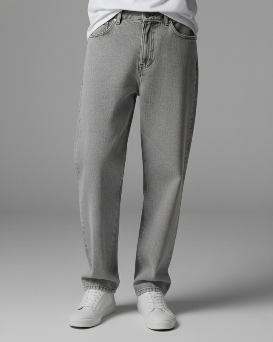 Men’s Grey Straight Fit Jeans – Ash Grey