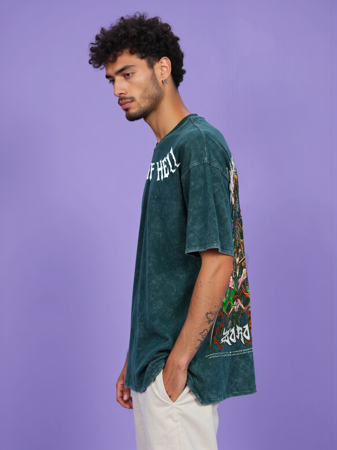 King of Hell / Zoro Acid Wash Oversized T-shirt