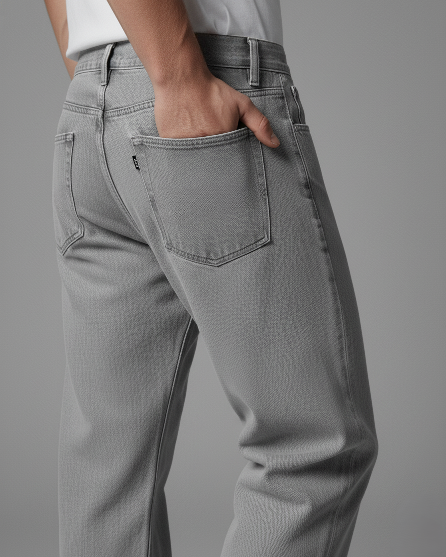 Men’s Grey Straight Fit Jeans – Ash Grey