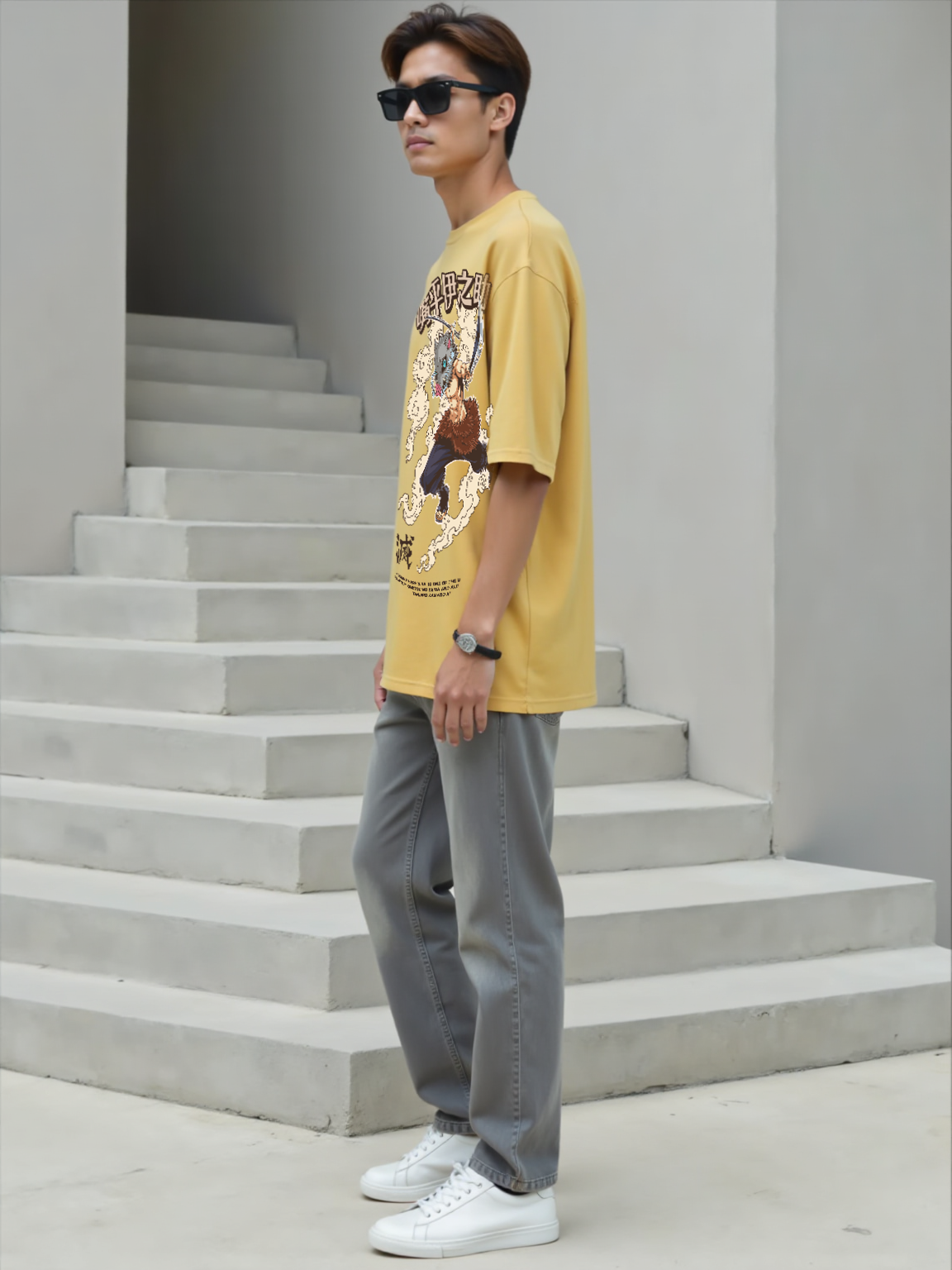 Beastly Blades / Inosuke's Oversized T-shirt -For Men- Sleekandpeek