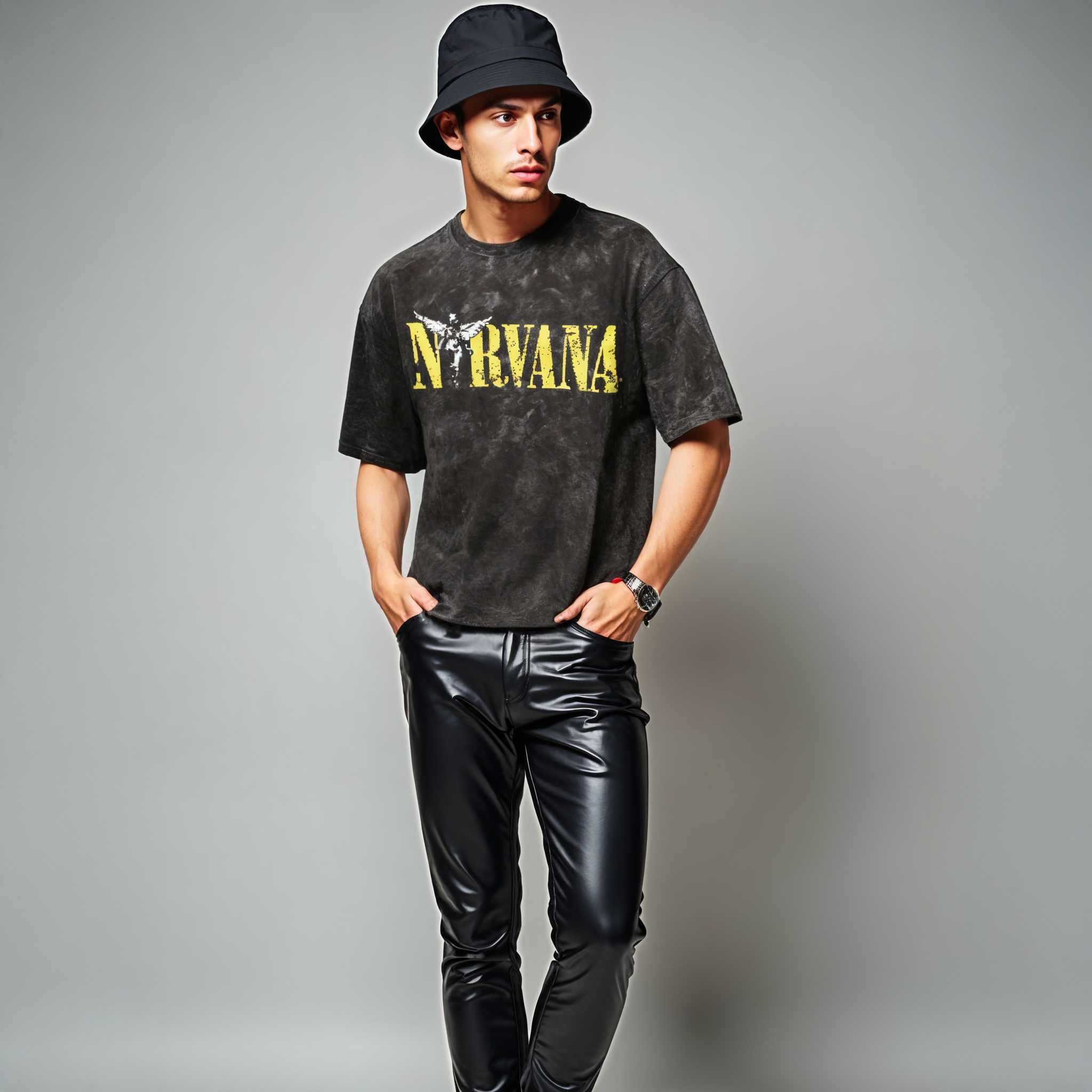 Nirvana / Acid Wash Oversized T-shirt - SleekandPeek