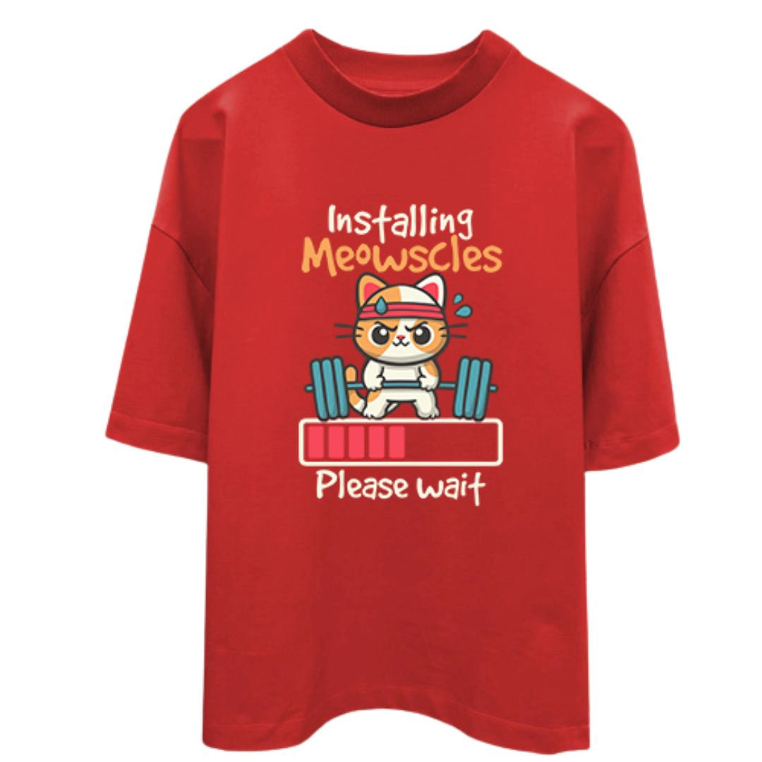 "Installing Meowscles" Cat Oversized T-shirt - sleekandpeek