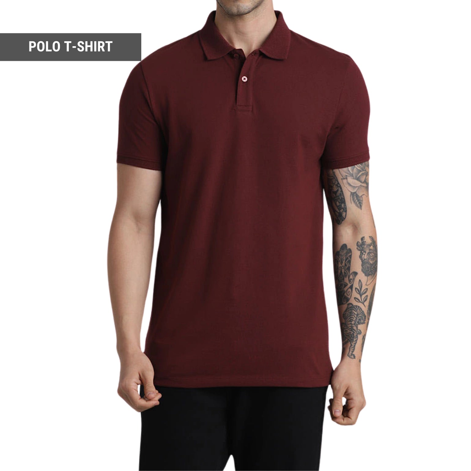 Relax Fit Polo T-shirt in Maroon - SleekandPeek