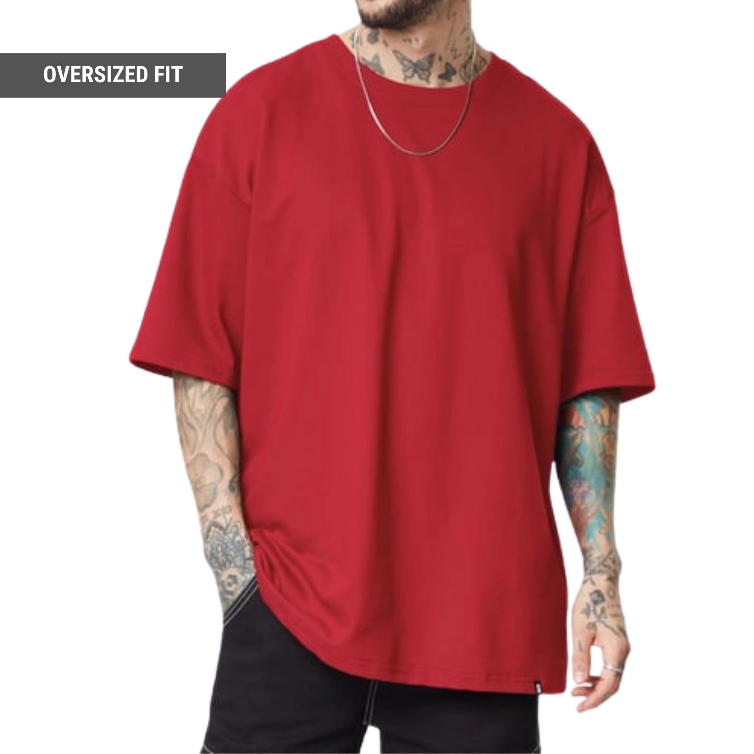 Pack of 3 Oversized T-shirt in Red, Sage Green, Beige - sleekandpeek