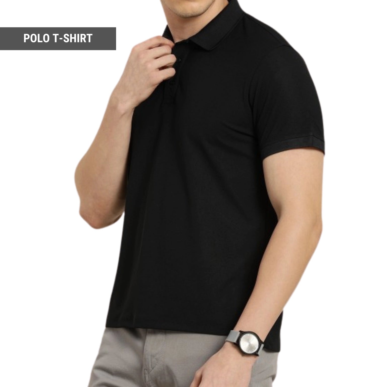 Relax Fit Polo T-shirt in Black - SleekandPeek