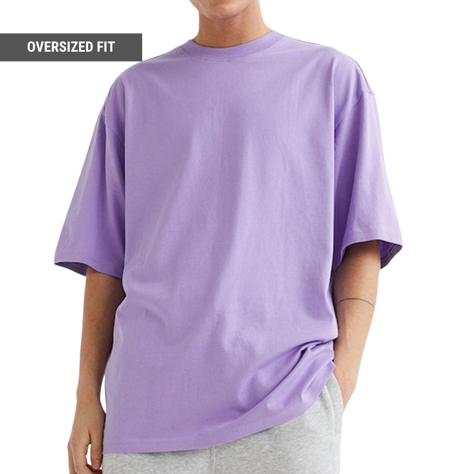 Pack of 3 Oversized T-shirt in Black, White, Lavender - SleekandPeek