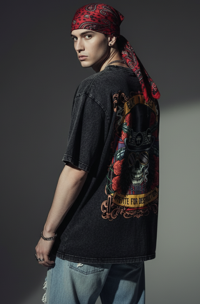 Guns and roses / Acid Wash Oversized T-shirt