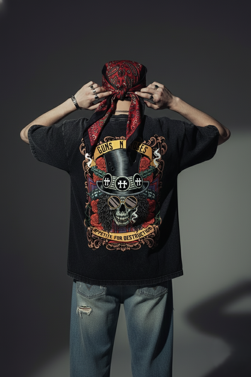 Guns and roses / Acid Wash Oversized T-shirt