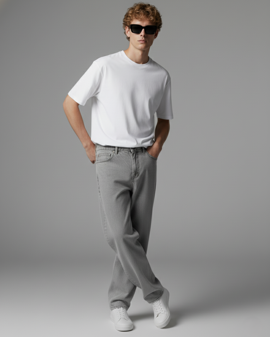 Men’s Grey Straight Fit Jeans – Ash Grey