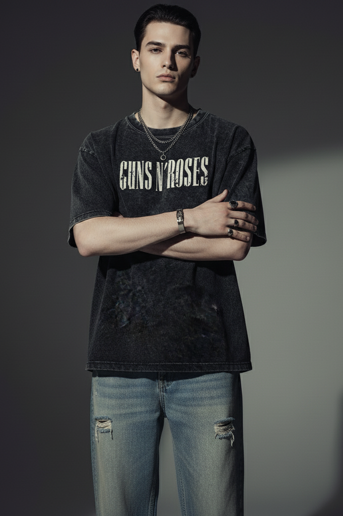 Guns and roses / Acid Wash Oversized T-shirt