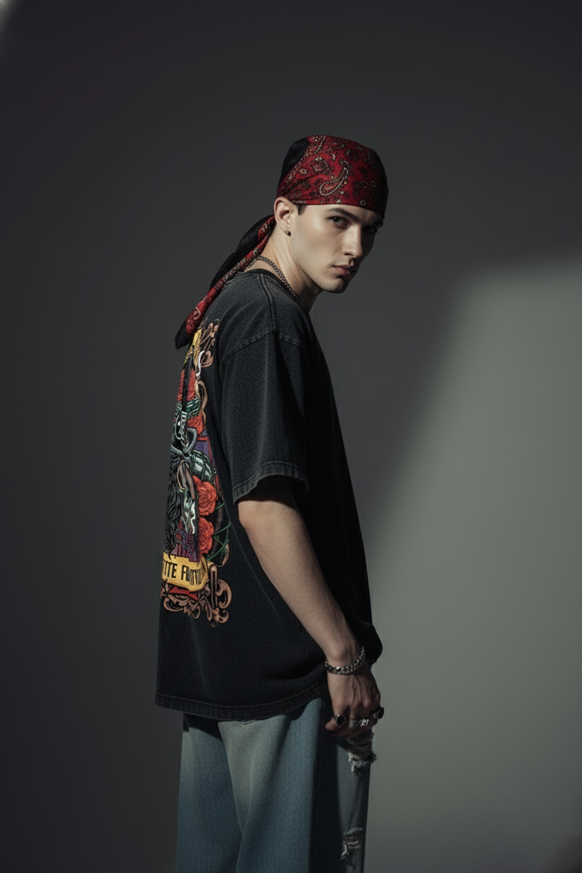 Guns and roses / Acid Wash Oversized T-shirt