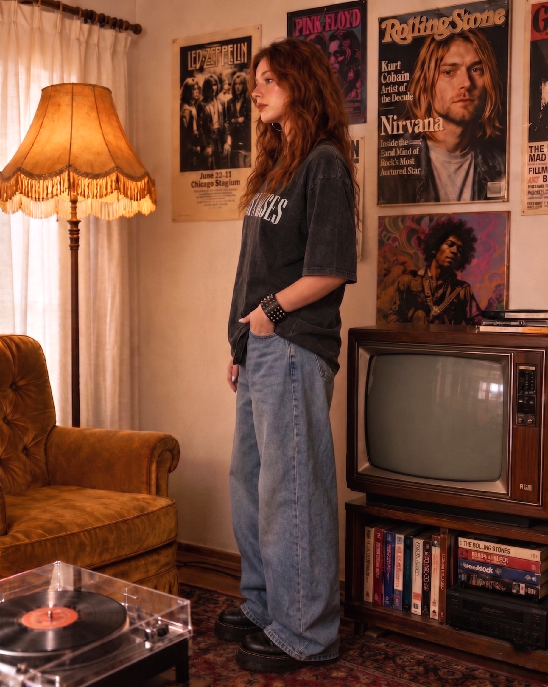Guns and roses / Acid Wash Oversized T-shirt