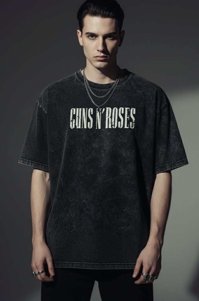 Guns and roses / Acid Wash Oversized T-shirt
