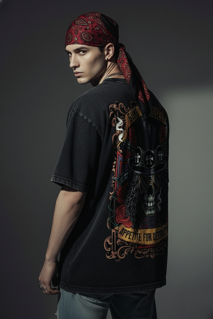 Guns and roses / Acid Wash Oversized T-shirt