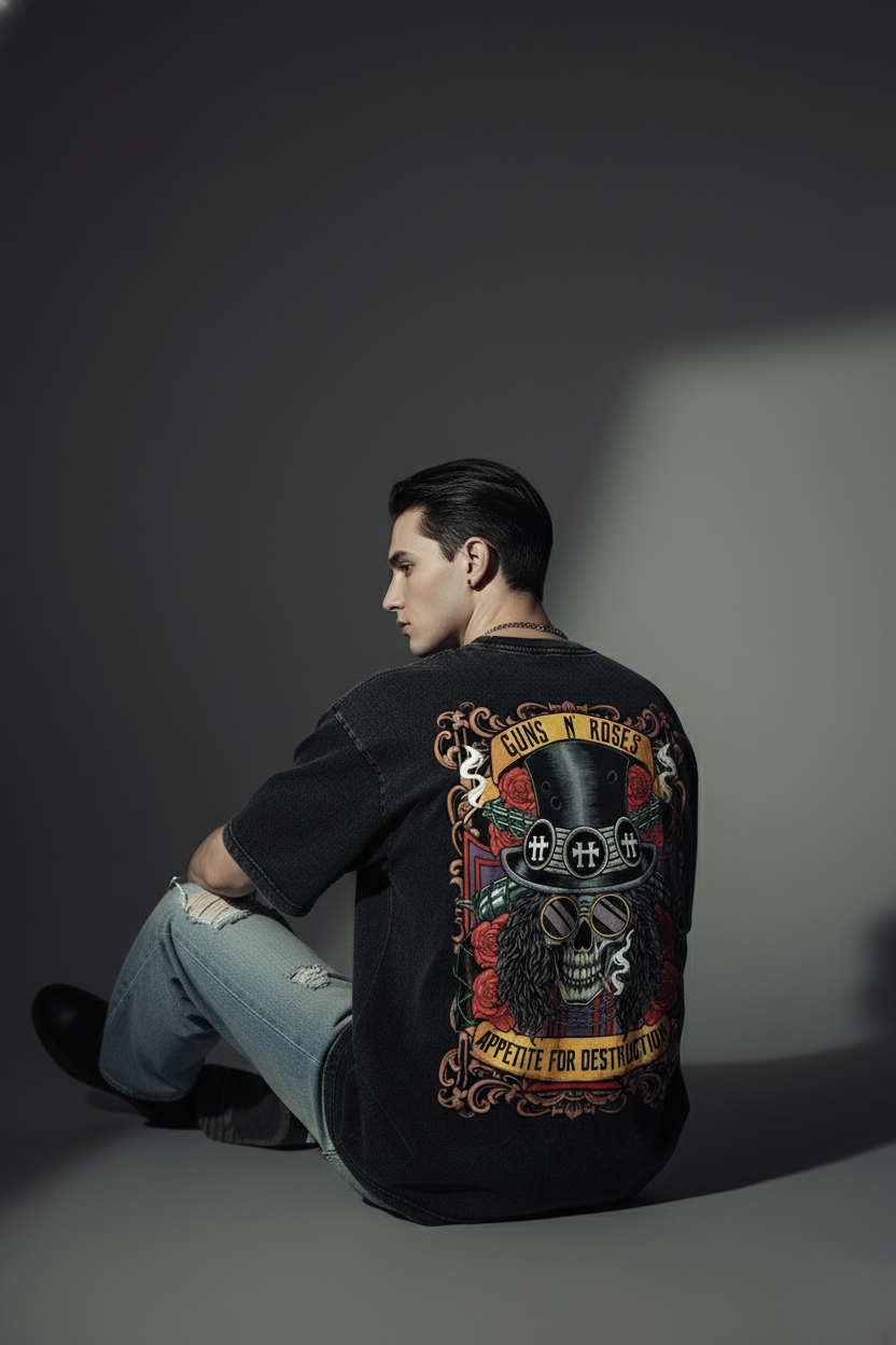 Guns and roses / Acid Wash Oversized T-shirt