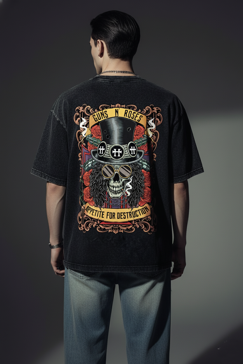 Guns and roses / Acid Wash Oversized T-shirt