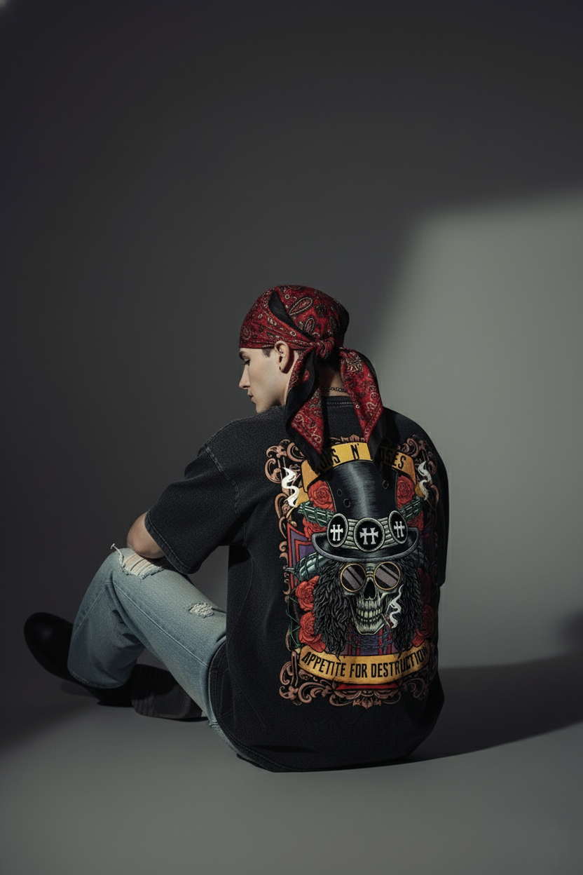 Guns and roses / Acid Wash Oversized T-shirt