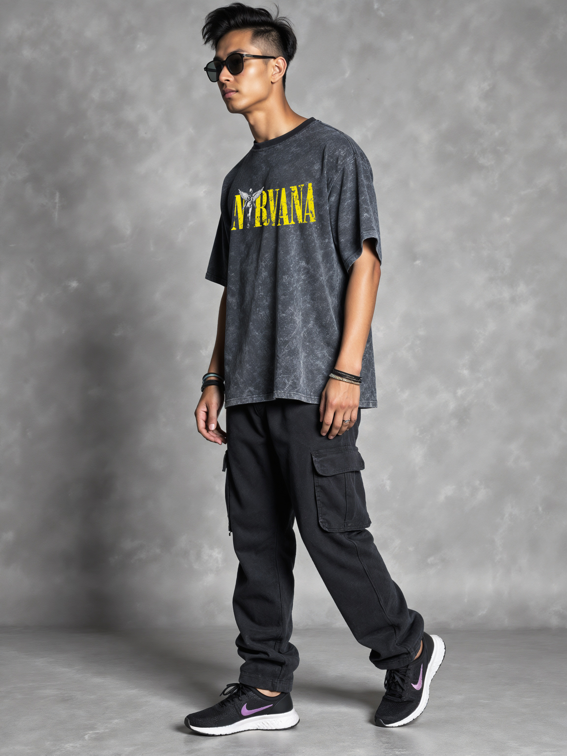 Nirvana / Acid Wash Oversized T-shirt
